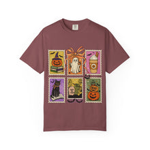 Load image into Gallery viewer, Halloween-Themed Unisex Garment-Dyed T-shirt, Spooky Fun Tee, Ghost, Pumpkin, Cat, Fall Apparel, Trick or Treat Shirt
