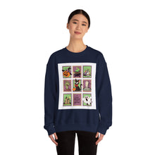 Load image into Gallery viewer, Halloween Themed Unisex Crewneck Sweatshirt, Cozy Fall Layering, Spooky Season Apparel, Pumpkin, Ghost, Witch Design
