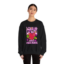 Load image into Gallery viewer, Pride Month Sweatshirt - Love is Love Crewneck, Unisex Casual Wear, LGBTQ+ Apparel, Spring Fashion, Gifts for Valentine's Day
