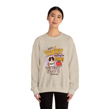 Load image into Gallery viewer, Skeleton Teacher Sweatshirt, Funny Teacher Gift, Halloween Apparel, Unisex Crewneck, Teacher Life Sweatshirt, Cozy Fall Fashion
