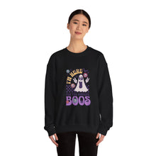 Load image into Gallery viewer, Halloween Ghost Sweatshirt, I'm Here for the Sincere Boos, Cozy Fall Apparel, Unisex Sweatshirt, Perfect for Halloween, Casual Wear
