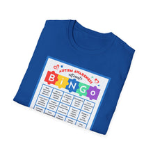 Load image into Gallery viewer, Autism Awareness Bingo T-Shirt, Unisex Softstyle Tee for Fundraising Events, Family Gatherings, Awareness Month, Gift for Supporters
