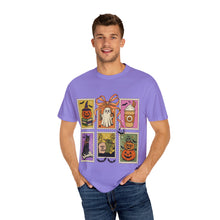 Load image into Gallery viewer, Halloween-Themed Unisex Garment-Dyed T-shirt, Spooky Fun Tee, Ghost, Pumpkin, Cat, Fall Apparel, Trick or Treat Shirt
