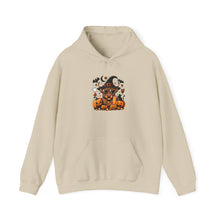 Load image into Gallery viewer, Halloween Cat Witch Hoodie | Cozy Unisex Sweatshirt | Pumpkin Patch, Spooky Season, Fall Fashion, Halloween Gift, Casual Wear
