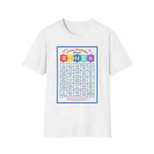Load image into Gallery viewer, Autism Awareness Bingo T-Shirt, Unisex Softstyle Tee for Fundraising Events, Family Gatherings, Awareness Month, Gift for Supporters
