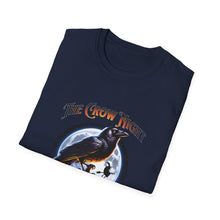 Load image into Gallery viewer, Halloween Crow Night Unisex T-Shirt, Spooky Graphic Tee, Gift for Halloween Lovers, Fall Fashion, Mens Womens Shirt
