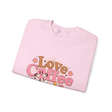 Load image into Gallery viewer, Love Coffee and Dogs Crewneck Sweatshirt, Cozy Gift for Dog Lovers, Perfect for Fall/Winter, Pet Lovers Apparel, Casual Lounge Wear
