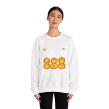Load image into Gallery viewer, Halloween Pumpkin Crewneck Sweatshirt, Unisex Fall Apparel, Cozy Sweatshirt, Halloween Gift, Pumpkin Design, Casual Wear, Autumn Fashion
