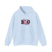 Load image into Gallery viewer, Boo Halloween Unisex Hoodie, Cozy Sweatshirt for Fall, Spooky Season Apparel, Ghost Design, Halloween Party Outfit
