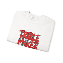Load image into Gallery viewer, Troublemaker Crewneck Sweatshirt | Comfortable Casual Wear, Fun Gift, Holiday Sweatshirt, Unique Fashion, Day One Wear
