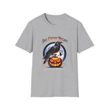 Load image into Gallery viewer, Halloween Crow Night Unisex T-Shirt, Spooky Graphic Tee, Gift for Halloween Lovers, Fall Fashion, Mens Womens Shirt
