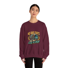Load image into Gallery viewer, Cozy Surf Themed Crewneck Sweatshirt - No Bad Days, Unisex Sweater, Beach Vibes, Casual Wear, Gift for Surfers, Chill Season

