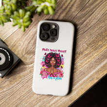 Load image into Gallery viewer, Inspirational Phone Case, Pray Wait Trust God Has a Plan, Spiritual Gift, Motivational Decor, Faith-Based Accessory
