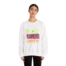 Load image into Gallery viewer, Peace Love Empathy Sweatshirt | Unisex Cozy Crewneck | Inspirational Gift | Casual Wear | Everyday Comfort
