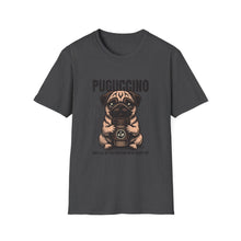 Load image into Gallery viewer, Pug Coffee Lover T-Shirt, Cute Pet Tee, Gifts for Dog Lovers, Unisex Casual Wear, Pugcino Graphic Tee, Pet Parent Apparel
