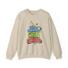 Load image into Gallery viewer, Curiosity Passion Crewneck Sweatshirt - Motivational Gift for Students, Education Inspiration, Cozy Unisex Sweater, Unique Teacher [...]
