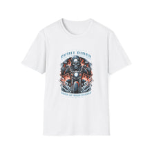 Load image into Gallery viewer, Gothic Motorcycle Tee, Unisex Softstyle T-Shirt for Bikers, Perfect Gift for Riders, Festival Wear, Casual Street Style, Skull Design
