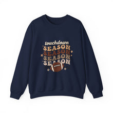 Load image into Gallery viewer, Touchdown Season Sweatshirt - Cozy Gift for Football Fans, Autumn Apparel, Game Day Wear, Unisex Crewneck
