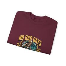Load image into Gallery viewer, Cozy Surf Themed Crewneck Sweatshirt - No Bad Days, Unisex Sweater, Beach Vibes, Casual Wear, Gift for Surfers, Chill Season
