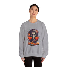 Load image into Gallery viewer, Rebel with a Cause Crewneck Sweatshirt | Halloween Sweatshirt, Unisex Fall Apparel, Cozy Casual Wear, Spooky Season Clothing, Gothic Style
