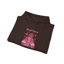 Load image into Gallery viewer, Breast Cancer Survivor Hoodie, Empowerment Sweatshirt, Supportive Gift, Unisex Hooded Sweatshirt, Cancer Awareness Apparel
