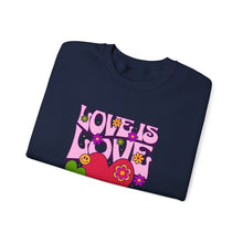 Load image into Gallery viewer, Pride Month Sweatshirt - Love is Love Crewneck, Unisex Casual Wear, LGBTQ+ Apparel, Spring Fashion, Gifts for Valentine's Day
