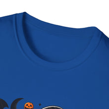 Load image into Gallery viewer, Halloween Witch Dog Unisex Softstyle T-Shirt, Cute Pet Tee, Halloween Costume, Fall Fashion, Spooky Season Top, Gift for Pet Lovers
