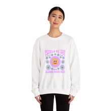 Load image into Gallery viewer, Petals of Joy Crewneck Sweatshirt, Happy Vibes Apparel, Gift for Friends, Spring Casual Wear, Youthful Style
