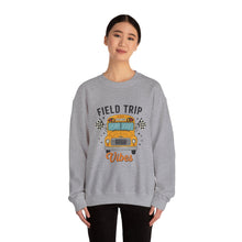 Load image into Gallery viewer, Field Trip Vibes Sweatshirt | Unisex Crewneck for Adventure Lovers, Casual Wear, School Events, Gifts for Students
