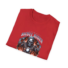 Load image into Gallery viewer, Gothic Motorcycle Tee, Unisex Softstyle T-Shirt for Bikers, Perfect Gift for Riders, Festival Wear, Casual Street Style, Skull Design
