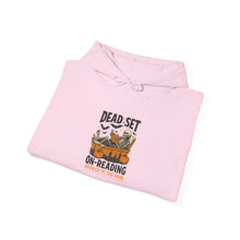 Load image into Gallery viewer, Cozy Reading Sweatshirt, Perfect for Book Lovers, Great Gift for Readers, Library Style Hooded Sweatshirt, Dead Set on Reading [...]
