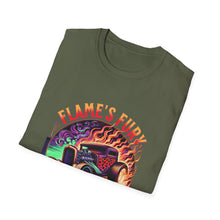 Load image into Gallery viewer, Unisex Flame's Fury Burnout King T-Shirt, Graphic Tee for Car Lovers, Great Gift for Birthdays &amp; Gatherings, Perfect for Auto Shows, [...]
