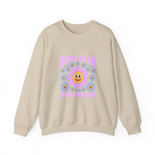 Load image into Gallery viewer, Petals of Joy Crewneck Sweatshirt, Happy Vibes Apparel, Gift for Friends, Spring Casual Wear, Youthful Style
