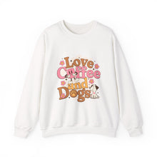 Load image into Gallery viewer, Love Coffee and Dogs Crewneck Sweatshirt, Cozy Gift for Dog Lovers, Perfect for Fall/Winter, Pet Lovers Apparel, Casual Lounge Wear
