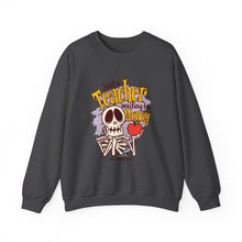 Load image into Gallery viewer, Skeleton Teacher Sweatshirt, Funny Teacher Gift, Halloween Apparel, Unisex Crewneck, Teacher Life Sweatshirt, Cozy Fall Fashion

