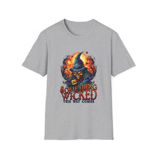 Load image into Gallery viewer, Something Wicked This Way Comes Unisex Softstyle T-Shirt, Halloween Shirt, Witch Tee, Fall Shirt, Casual Graphic Tee
