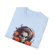 Load image into Gallery viewer, Halloween Rebel Skull Tee, Unisex T-Shirt, Softstyle Graphic Shirt, Halloween Costume, Fall Apparel, Gift for Him/Her
