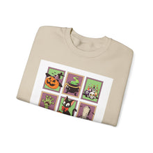 Load image into Gallery viewer, Halloween Themed Unisex Crewneck Sweatshirt, Cozy Fall Layering, Spooky Season Apparel, Pumpkin, Ghost, Witch Design
