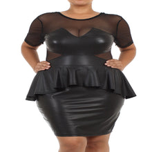 Load image into Gallery viewer, Womens Plus Size Black Duo Fabric Leather Dress XL
