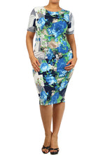 Load image into Gallery viewer, Womens Blue Moon Floral Tea Cocktail Dress 2X 3X
