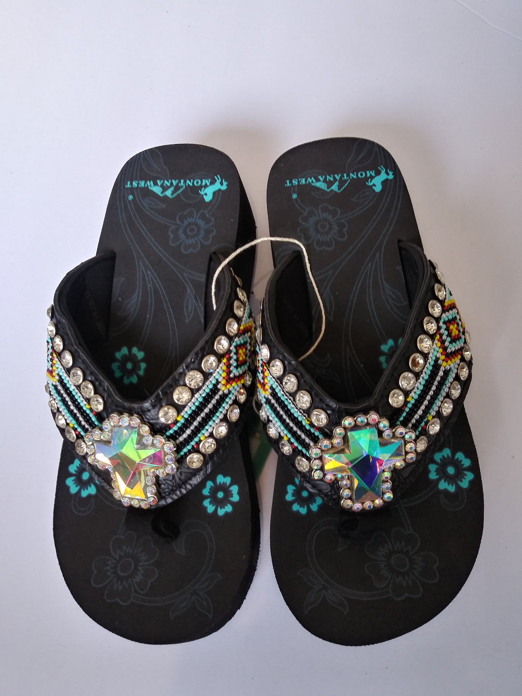 Montana West Aztec Hand Beaded Concho Cross Sandals 5 7 8 9 10 11