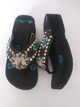 Load image into Gallery viewer, Montana West Aztec Sandals with Copper Brown And Black Beads 5 6 8 9 10 11
