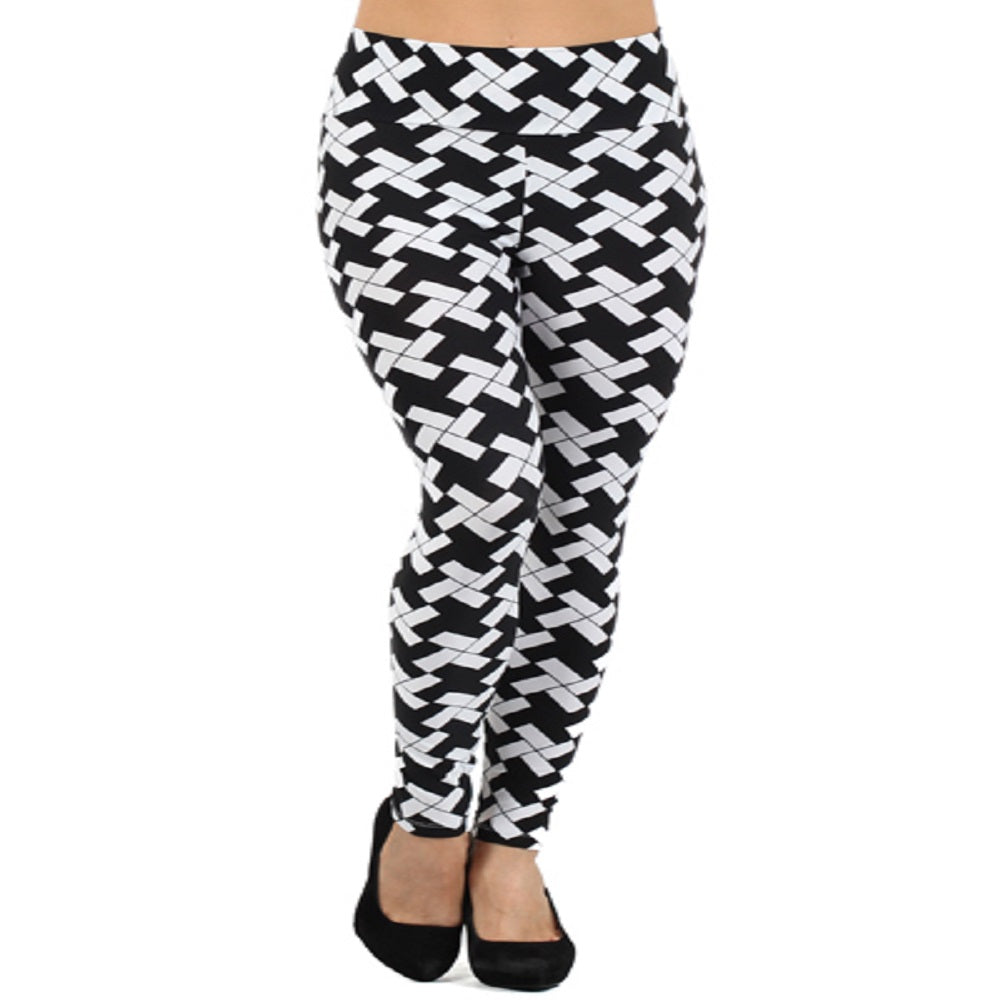 Womens High waisted Black And White Checkered Leggings S, M, L