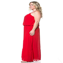 Load image into Gallery viewer, Womens Plus Size Flare Leg Bolero Red Jump Suit With Pearls On the Neckline XL, 2X, 3X

