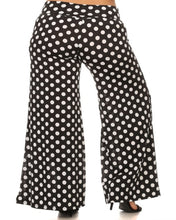 Load image into Gallery viewer, Womens Black And White Polka Dot Palazzo Wide Leg Flare Pants XL, 2X
