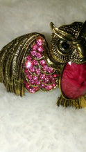 Load image into Gallery viewer, Womens Dark Pink  Owl Cuff Bracelet with Pink Rhinestones
