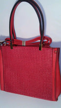 Load image into Gallery viewer, Diophy 2176 Cherry Red Shoulder Handbag Purse with Basket Weave Detail
