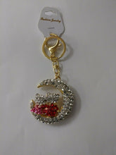 Load image into Gallery viewer, Love Birds Over The Moon Rhinestone Keychain Keyring
