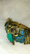 Load image into Gallery viewer, Womens Blue and Turquoise Owl Cuff Bracelet
