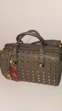 Load image into Gallery viewer, Womens Gray Barrel Bag with Gold Studds
